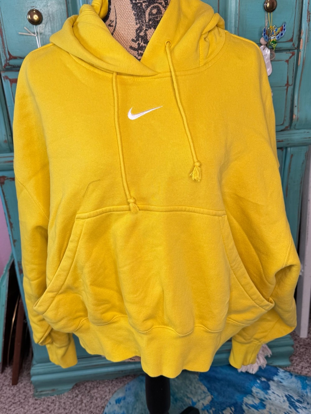 Nike Bright Yellow Pullover Hoodie with White Swoosh